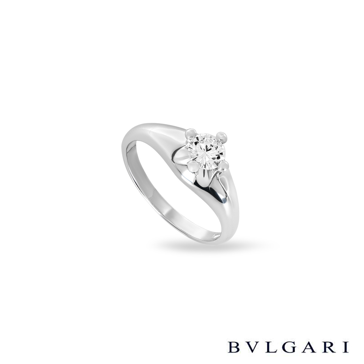 Bvlgari Platinum Round Brilliant Cut Diamond Corona Ring 0.35ct G/VVS2